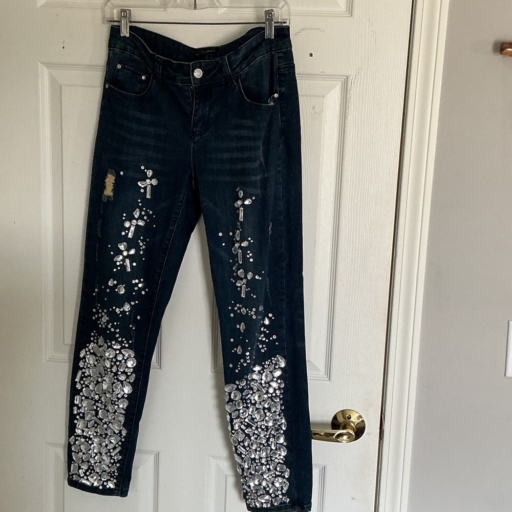 Boston Proper Embellished Dark Blue Jeans